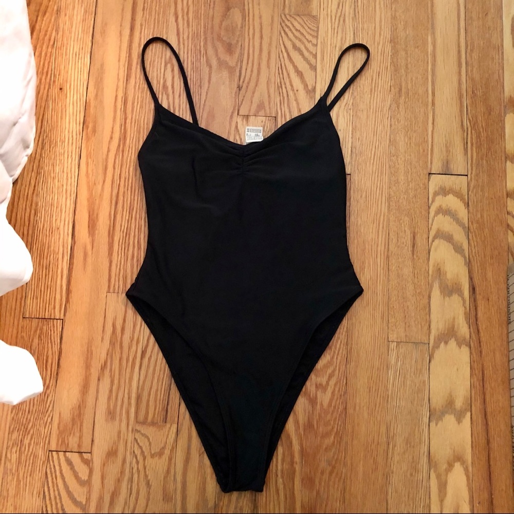 Black One-Piece Ruched Bathing Suit